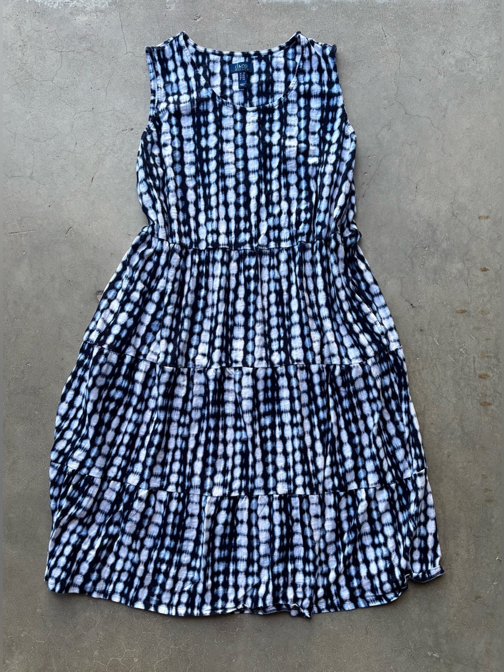 Denim & Co. Beach Tie Dye Shibori Sleeveless Tiered Midi Dress 2X Plus Size